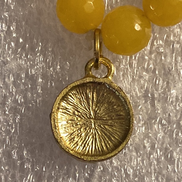 Stretch Citrine Faceted Ball Bead Bracelet with Hanging Evil Eye Crystal Charm - Picture 3 of 6